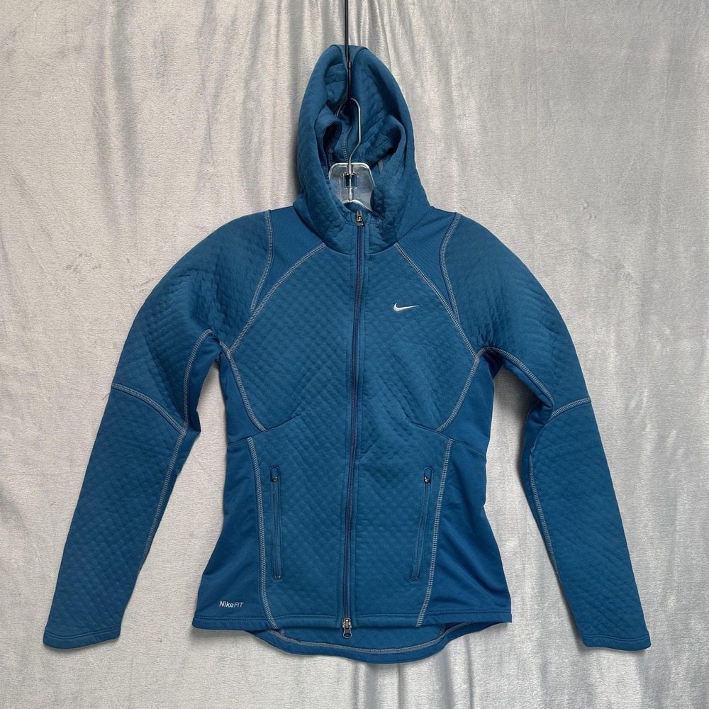 Nike Jacket‎ Womens Small Blue Therma Fit Hooded Full Zip Performance